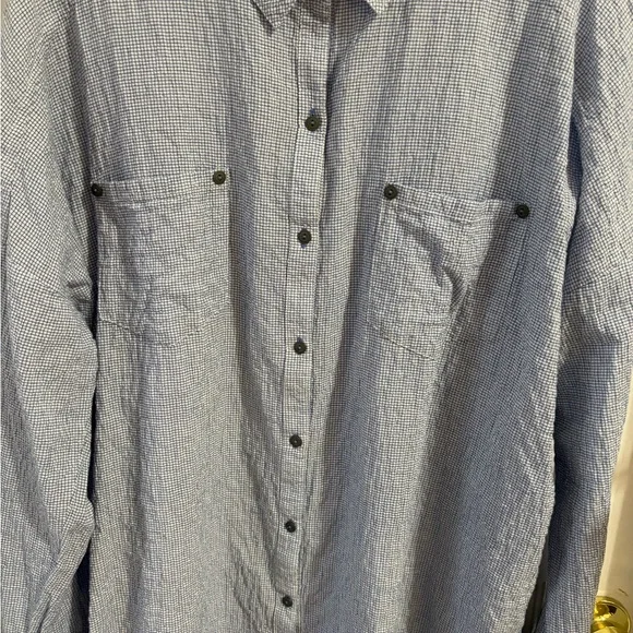 Free People Women’s Checkered Lightweight Top – Blue/White – Size M - Picture 3 of 7